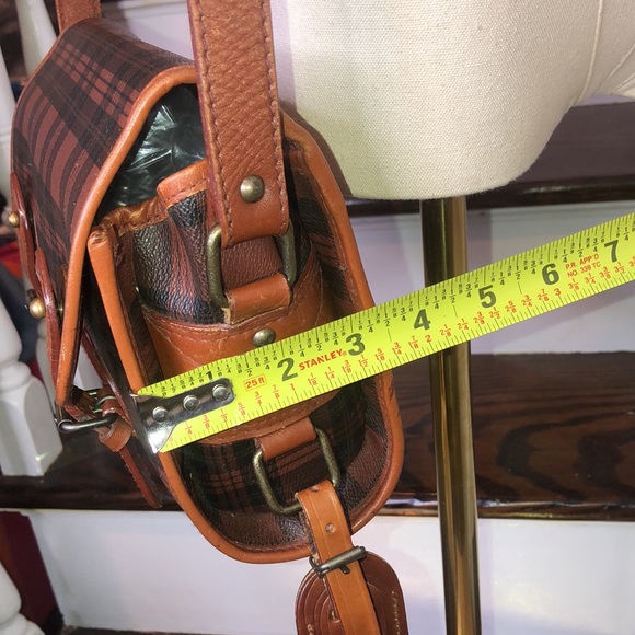 RALPH LAUREN Brown Red Tartan Plaid Crossbody Messenger Saddle Shoulder Bag - Picture 13 of 17